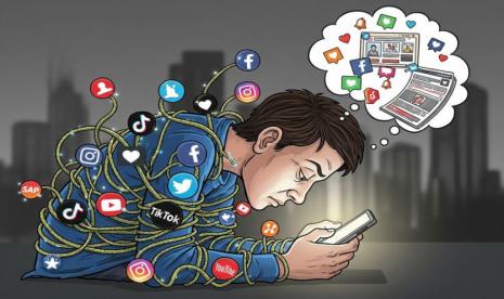 Kesehatan Mental di Era Media Sosial Ilustrasi kesehatan mental untuk artikel Menjaga Kesehatan Mental di Tengah Tekanan Media Sosial